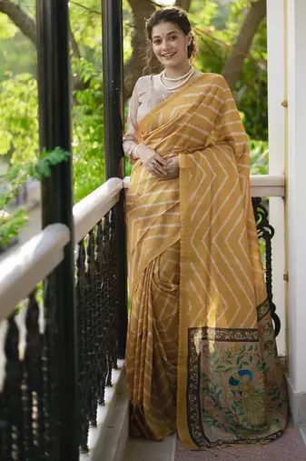 Leheriya Zari Art Silk Tussar Saree