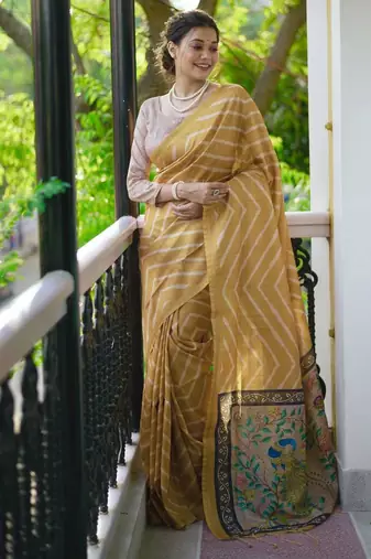 Leheriya Zari Art Silk Tussar Saree