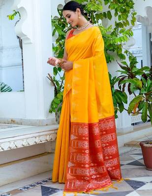 Ethnic Motifs Phulkari Tussar Saree 2