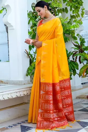 Ethnic Motifs Phulkari Tussar Saree