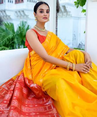 Ethnic Motifs Phulkari Tussar Saree 3