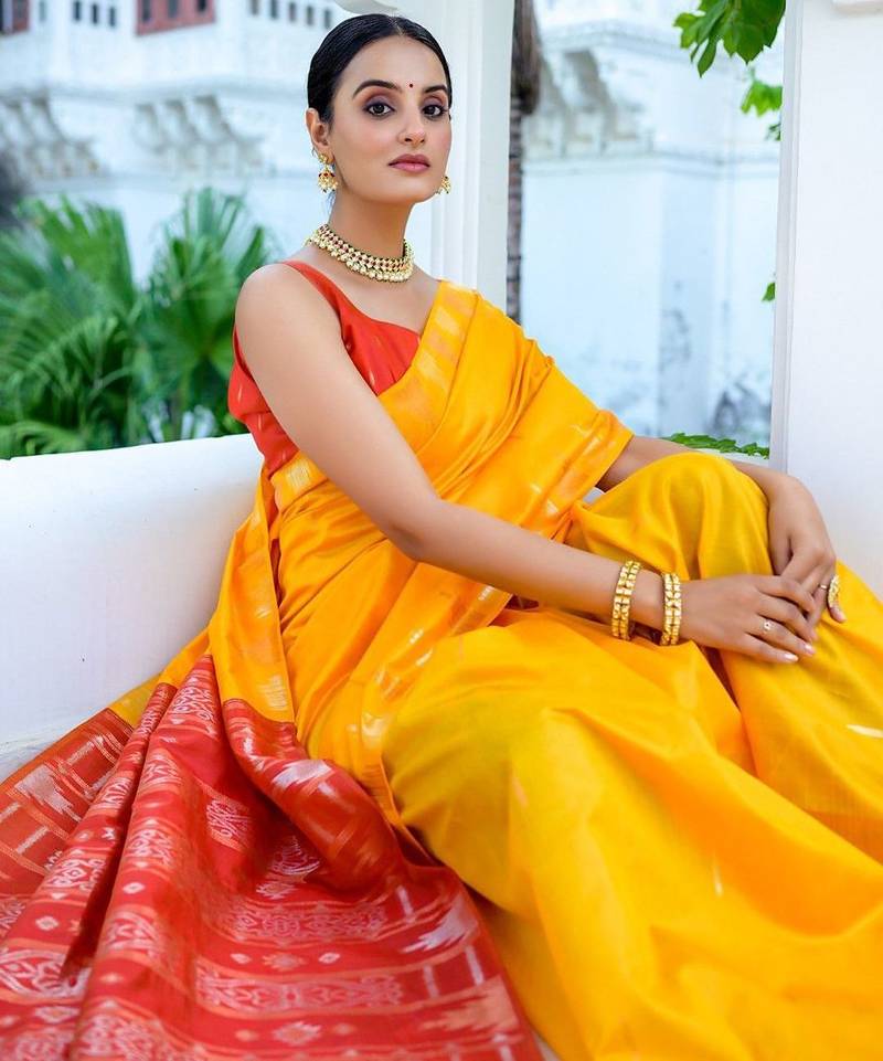 Ethnic Motifs Phulkari Tussar Saree