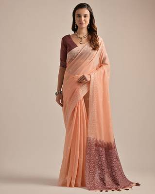 Woven Design Pure Cotton Muga Saree 1