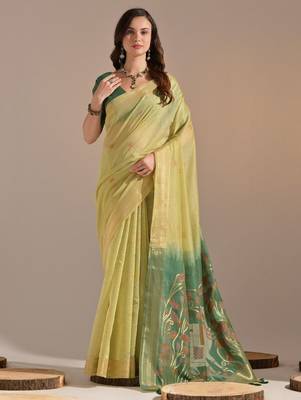 Woven Design Zari Pure Cotton Muga Saree 1