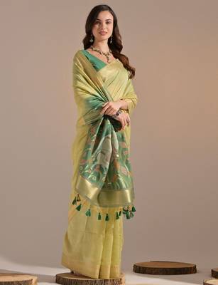 Woven Design Zari Pure Cotton Muga Saree 2
