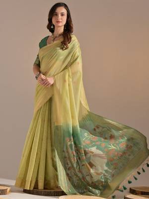 Woven Design Zari Pure Cotton Muga Saree 3