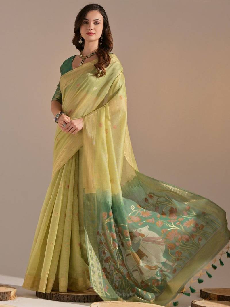 Woven Design Zari Pure Cotton Muga Saree