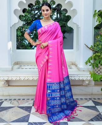 Ethnic Motifs Phulkari Tussar Saree 1