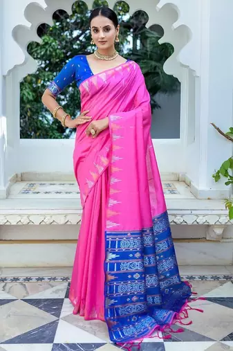 Ethnic Motifs Phulkari Tussar Saree