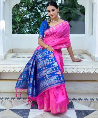 Ethnic Motifs Phulkari Tussar Saree 2