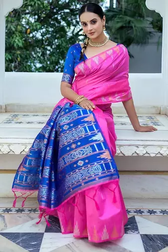Ethnic Motifs Phulkari Tussar Saree