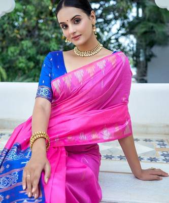 Ethnic Motifs Phulkari Tussar Saree 3