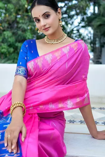 Ethnic Motifs Phulkari Tussar Saree
