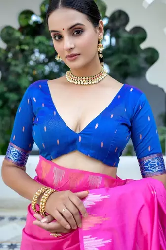 Ethnic Motifs Phulkari Tussar Saree
