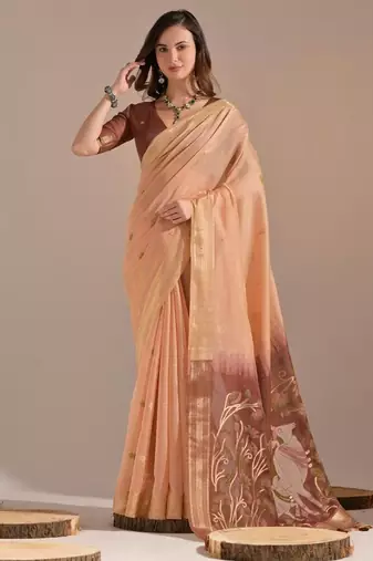 Woven Design Zari Pure Cotton Muga Saree