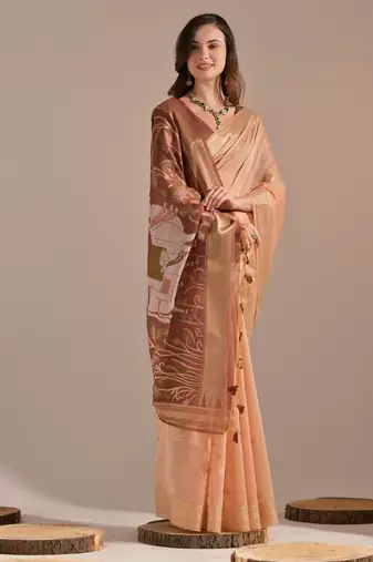 Woven Design Zari Pure Cotton Muga Saree