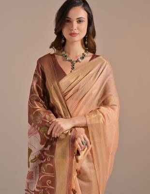 Woven Design Zari Pure Cotton Muga Saree 3