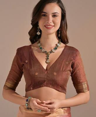 Woven Design Zari Pure Cotton Muga Saree 4