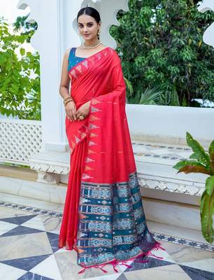 Ethnic Motifs Phulkari Tussar Saree 1