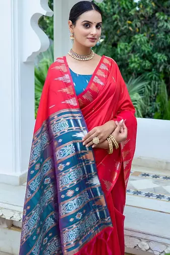 Ethnic Motifs Phulkari Tussar Saree