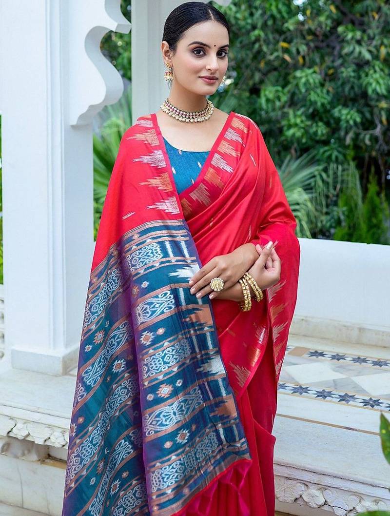 Ethnic Motifs Phulkari Tussar Saree