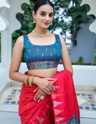 Ethnic Motifs Phulkari Tussar Saree 4