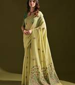 Floral Woven Design Zari Pure Cotton Muga Saree