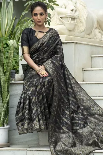 Ethnic Motifs Zari Woven Banarasi Saree