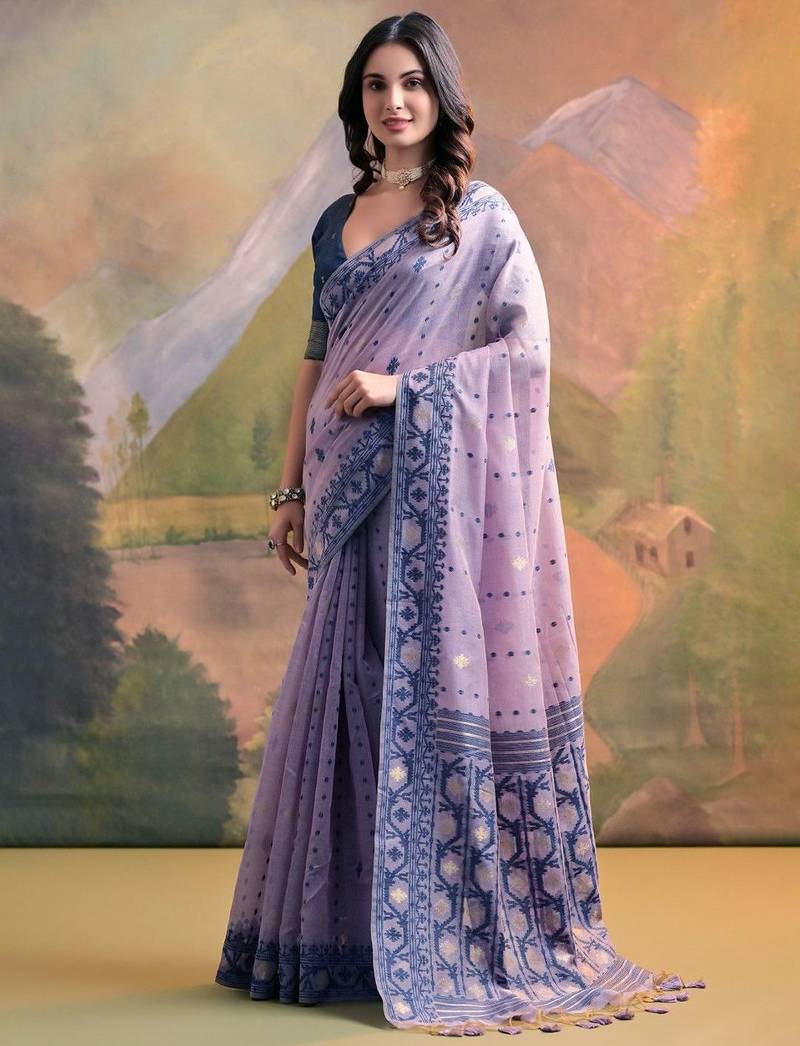Woven Design Zari Pure Cotton Muga Saree