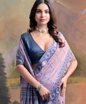 Woven Design Zari Pure Cotton Muga Saree 4
