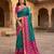 Sea green soft silk blend pochampalli saree with zari weaving meenakari design