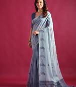 Woven Design Schiffli Pure Cotton Chanderi Saree
