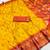 Yellow soft silk blend pochampalli saree with zari weaving meenakari design