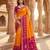 Orange soft silk blend pochampalli saree with zari weaving meenakari design