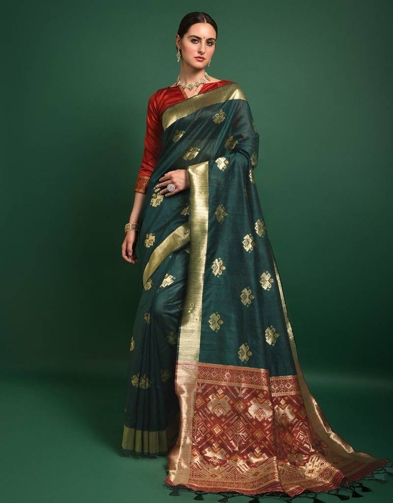 Ethnic Motifs Zari Woven Patola Saree