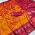 Orange soft silk blend pochampalli saree with zari weaving meenakari design