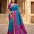 Teal blue soft silk blend pochampalli saree with zari weaving meenakari design