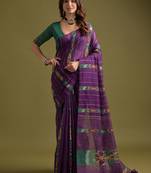 Striped woven design Pure Cotton Ikat Saree