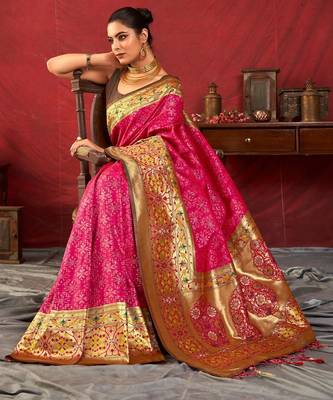 Ethnic Motifs Woven Design Zari Paithani Saree 2
