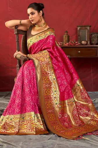 Ethnic Motifs Woven Design Zari Paithani Saree