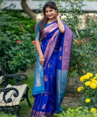 Ethnic Motifs Zari Silk Banarasi Saree 2