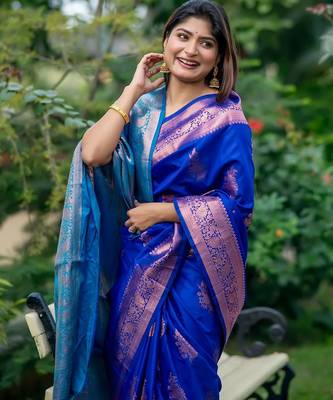 Ethnic Motifs Zari Silk Banarasi Saree 4
