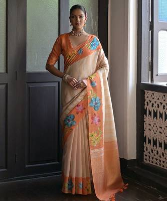 Floral Printed Banarasi Saree 1