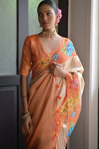 Floral Printed Banarasi Saree