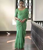 Geometric Embroidered Pure Linen Pochampally Saree