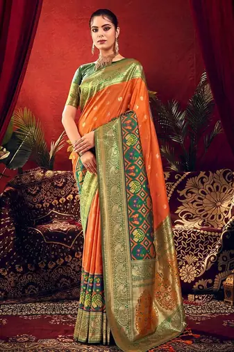 Ethnic Motifs Woven Design Zari Paithani Saree