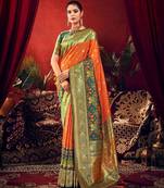 Ethnic Motifs Woven Design Zari Paithani Saree