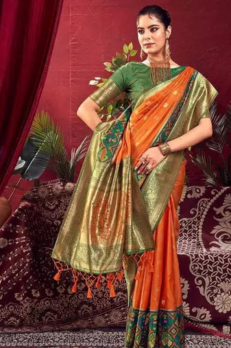 Ethnic Motifs Woven Design Zari Paithani Saree