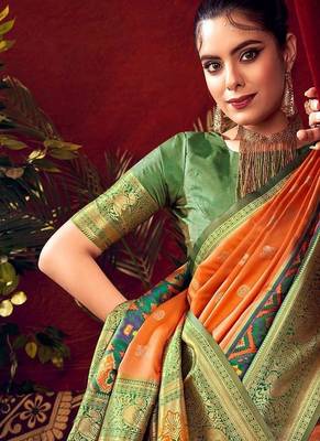 Ethnic Motifs Woven Design Zari Paithani Saree 3