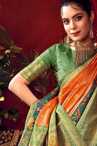 Ethnic Motifs Woven Design Zari Paithani Saree